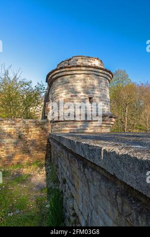 Lueginsland, part of the medieval city wall in Augsburg, Bavaria, Germany Stock Photo