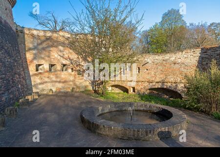 Lueginsland, part of the medieval city wall in Augsburg, Bavaria, Germany Stock Photo