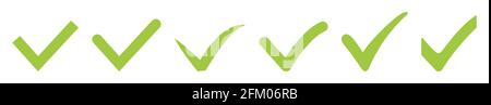 Set of green check mark icons. Accept, okay symbol for approvement or checklist design. Vector illustration Stock Vector