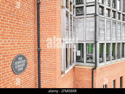 A female student studies in the Jerwood library, Trinity Hall college, university of Cambridge, England. Stock Photo