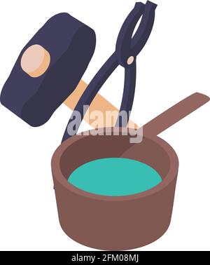 Forging tool icon. Isometric illustration of forging tool vector icon for web Stock Vector