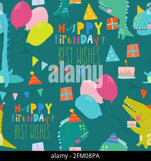 Seamless pattern with cute Animals celebrating Holiday Stock Vector