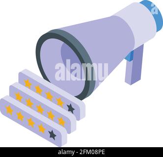 Megaphone reviews icon. Isometric of Megaphone reviews vector icon for web design isolated on white background Stock Vector