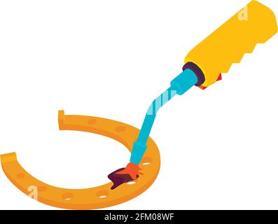Making horseshoe icon. Isometric illustration of making horseshoe vector icon for web Stock Vector