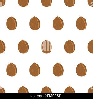 Hand drawn seamless pattern with walnut in shell for wallpaper design. Vector isolated illustration. Stock Vector