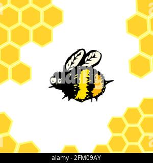 Cute funny cartoon bees. Vector illustration. Stock Vector