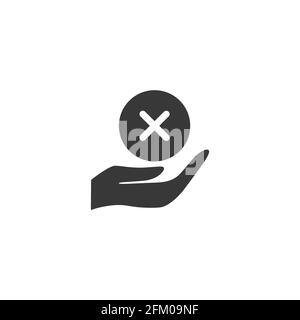 Hand hold cross mark. Commerce outline icon in a circle. Vector ...