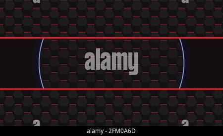 Red Background and 3D black hexagon Stock Vector