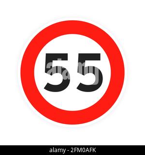Speed limit 55 road traffic icon sign flat style design vector ...