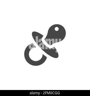 Baby dummy black vector icon. Pacifier or nipple symbol. Stock Vector