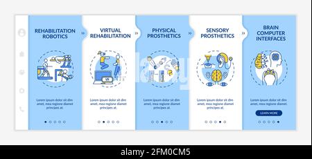 Rehabilitation engineering use onboarding vector template Stock Vector