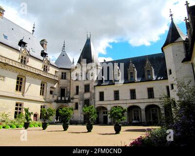 The backyard of 15th century castle Château de Chaumont, France Stock Photo