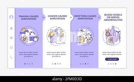 Amputated limb causes onboarding vector template Stock Vector