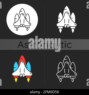 Space shuttle dark theme icon Stock Vector