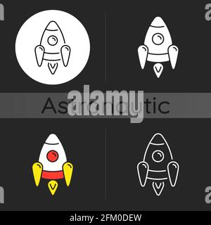Space rocket dark theme icon Stock Vector
