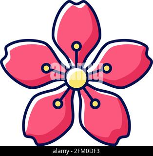 Cherry blossoms RGB color icon Stock Vector