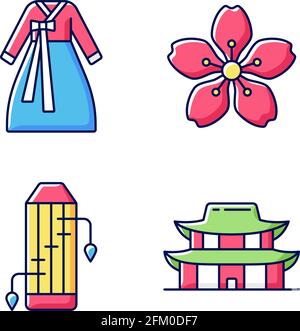 Symbols of Korea RGB color icons set Stock Vector Image & Art - Alamy