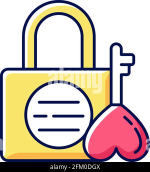 Namsan love locks RGB color icon Stock Vector