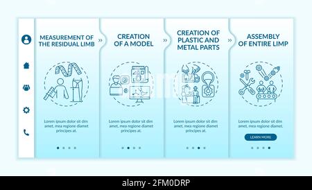 Artificial limb production steps onboarding vector template Stock Vector