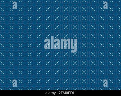 Repeating Indigo and white block pattern seamless for textile wall tile decor background designing motif. Stock Photo