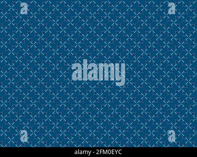 Repeating Indigo and white block pattern seamless for textile wall tile decor background designing motif. Stock Photo