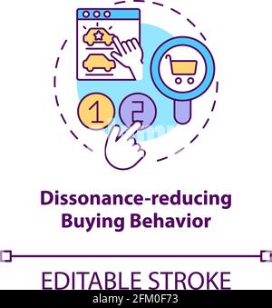 Dissonance-reducing buying behavior concept icon Stock Vector