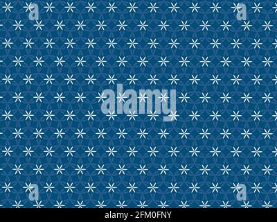 Repeating Indigo and white block pattern seamless for textile wall tile decor background designing motif. Stock Photo