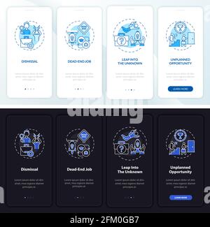 Job transition reasons onboarding mobile app page screen with concepts Stock Vector