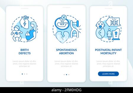 Genetic defects results blue onboarding mobile app page screen with concepts Stock Vector