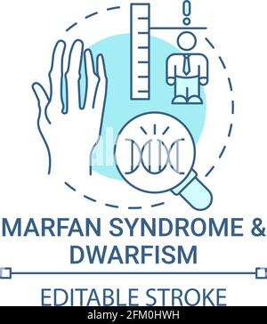 Marfan syndrome and dwarfism blue concept icon Stock Vector