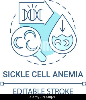 Sickle cell anemia blue concept icon Stock Vector