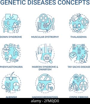 Genetic disease blue concept icons set Stock Vector