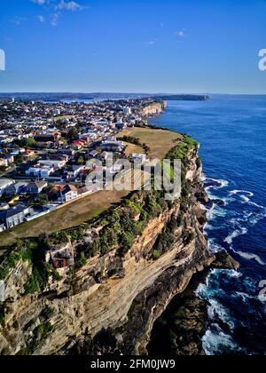 Aerial of the clifftops of Eastern Suburb of Dover Heights Sydney Austalia Stock Photo