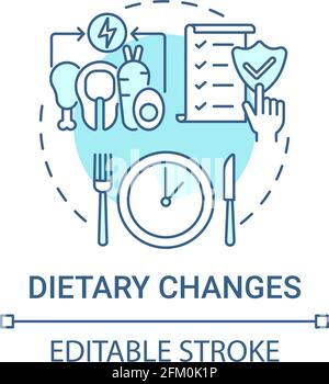 Dietary changes blue concept icon Stock Vector