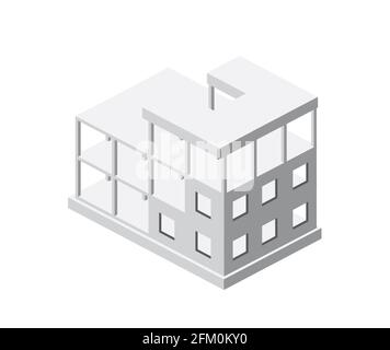 Industrial objects isometrics in the big city skyscrapers under Stock Vector