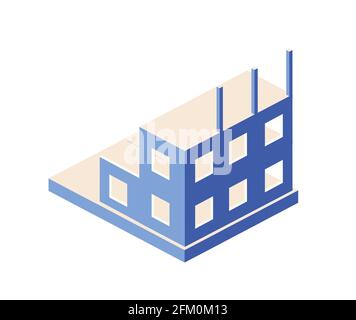 Industrial objects isometrics in the big city skyscrapers under Stock Vector