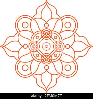 Indian Beautiful Deco Monochrome Contour Patterned Design Element, Ethnic Amulet Stock Vector