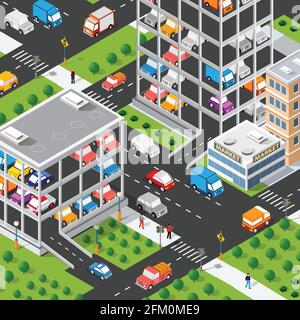 Traffic transport city parking garage parking for to transport Stock Vector