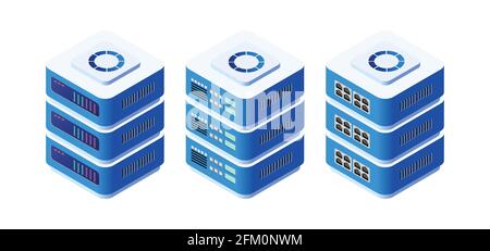 An isometric 3D computer for a crypto server for network Stock Vector