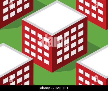 Seamless urban plan pattern map. Isometric landscape Stock Vector