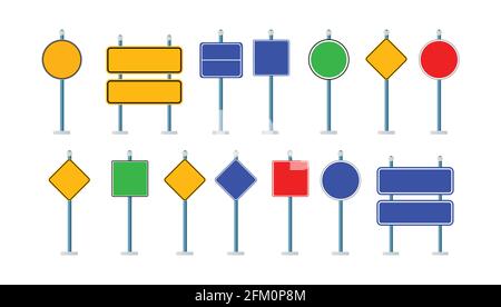 The road traffic signs set, crossroad intersection road street Stock Vector