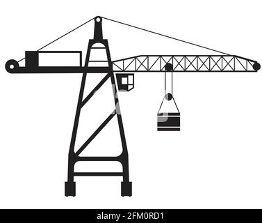 Vector tower crane silhouette object element retro of Industry Stock Vector