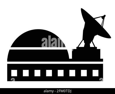 Vector parabolic antenna satellite silhouette object element retro Stock Vector