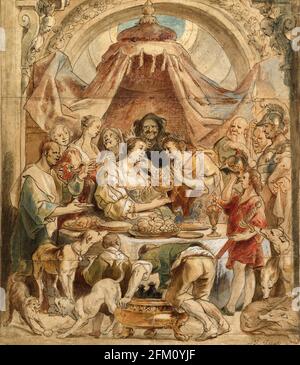 The Banquet of Anthony and Cleopatra -17th century - by Jacob Jordaens Stock Photo