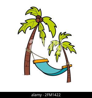 Vector of the palm trees and a hammock.  Stock Vector