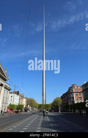 view of the Dublin Spire on O'connell street in Dublin, Ireland Stock Photo