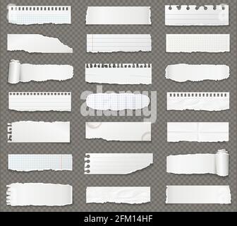 Paper scraps isolated on transparent background. Stock Vector
