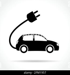 Illustration of electric car icon on white background Stock Vector