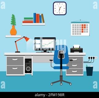 Illustration of office for work design concept Stock Vector