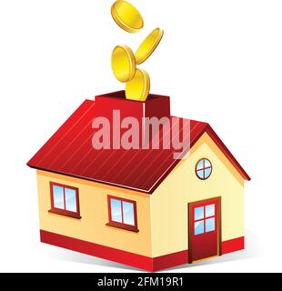 Illustration of moneybox house on white background Stock Vector